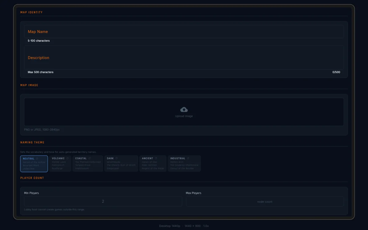 Game defaults section of the settings panel