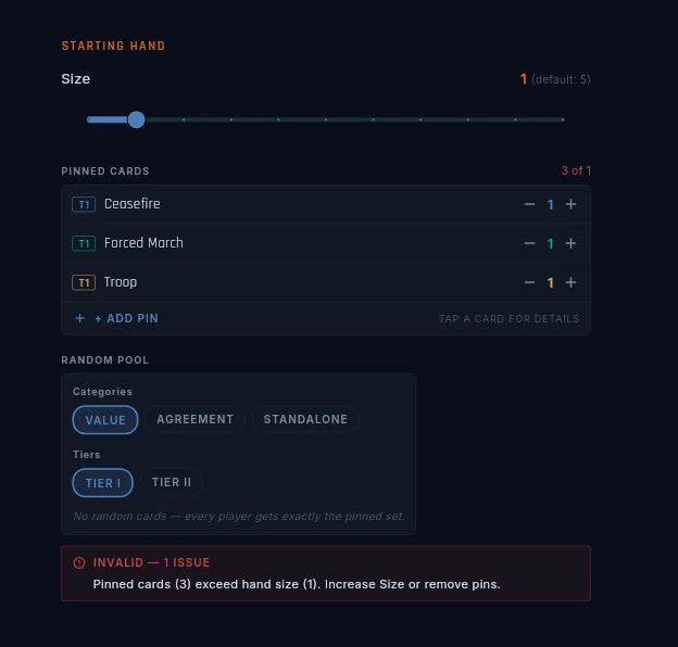 The pin picker expanded