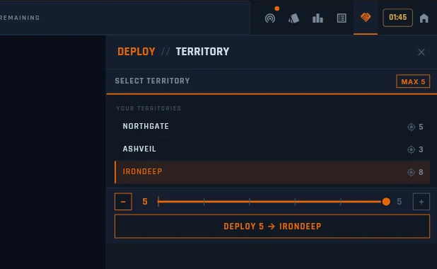 Active deploy panel with the orange strip under the header