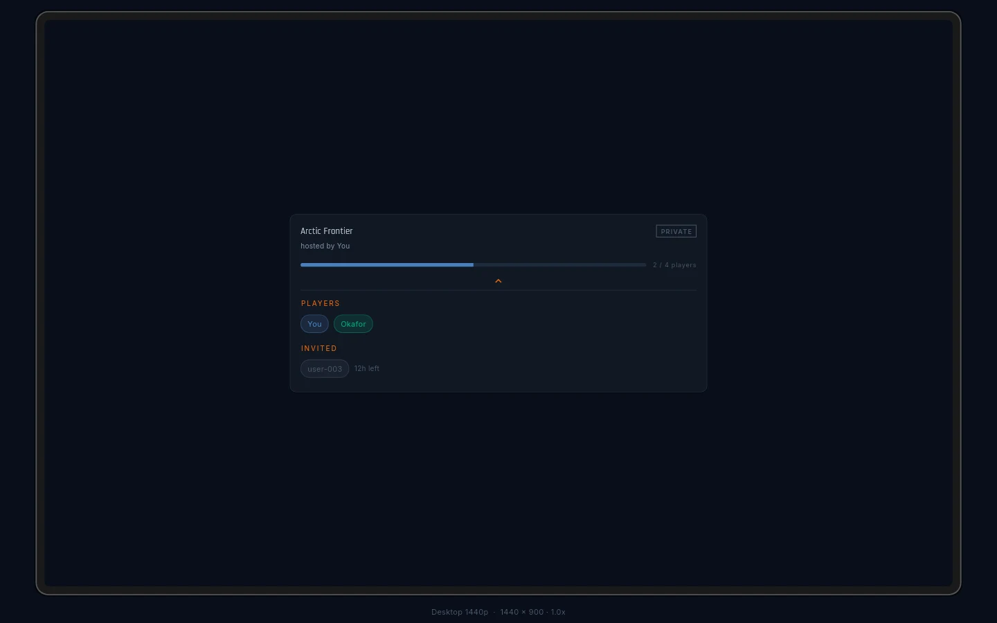 Lobby screen showing the visibility choices